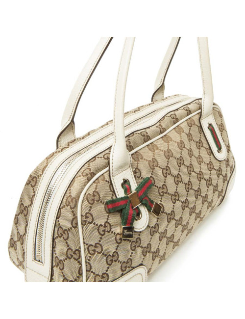 Sac GUCCI toile monogram beige et marron Vintage