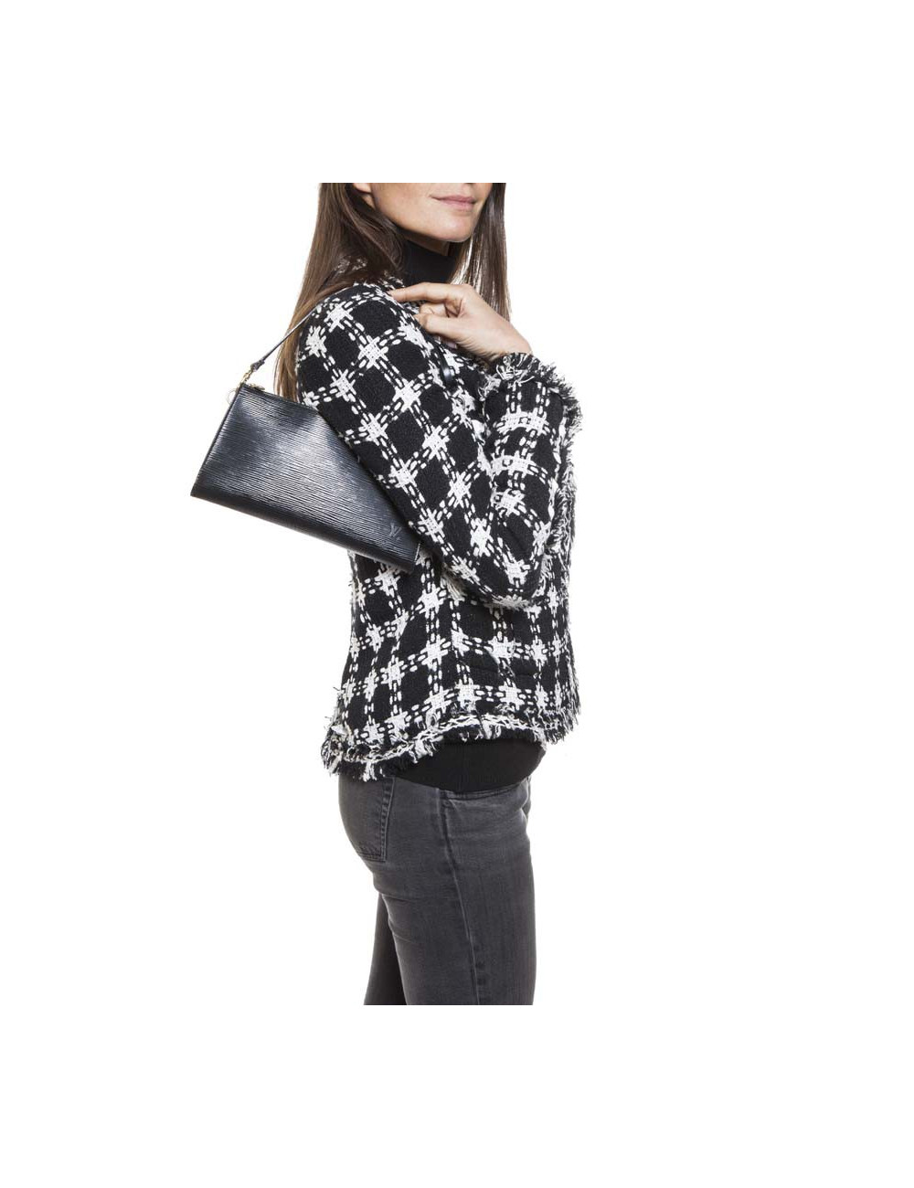 Pochette LOUIS VUITTON cuir épi noir Vintage