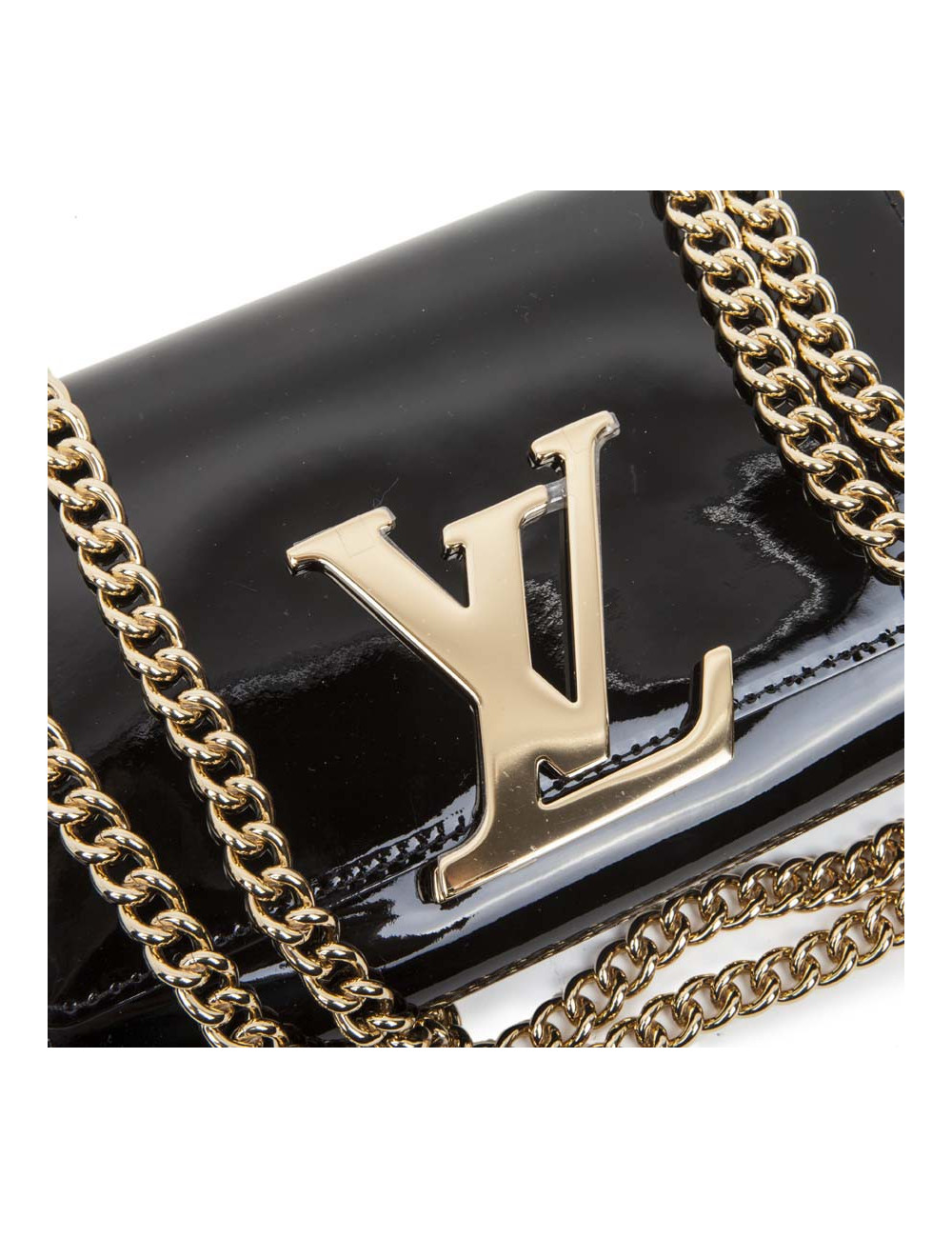 Louise LOUIS VUITTON MM varnished leather black bag