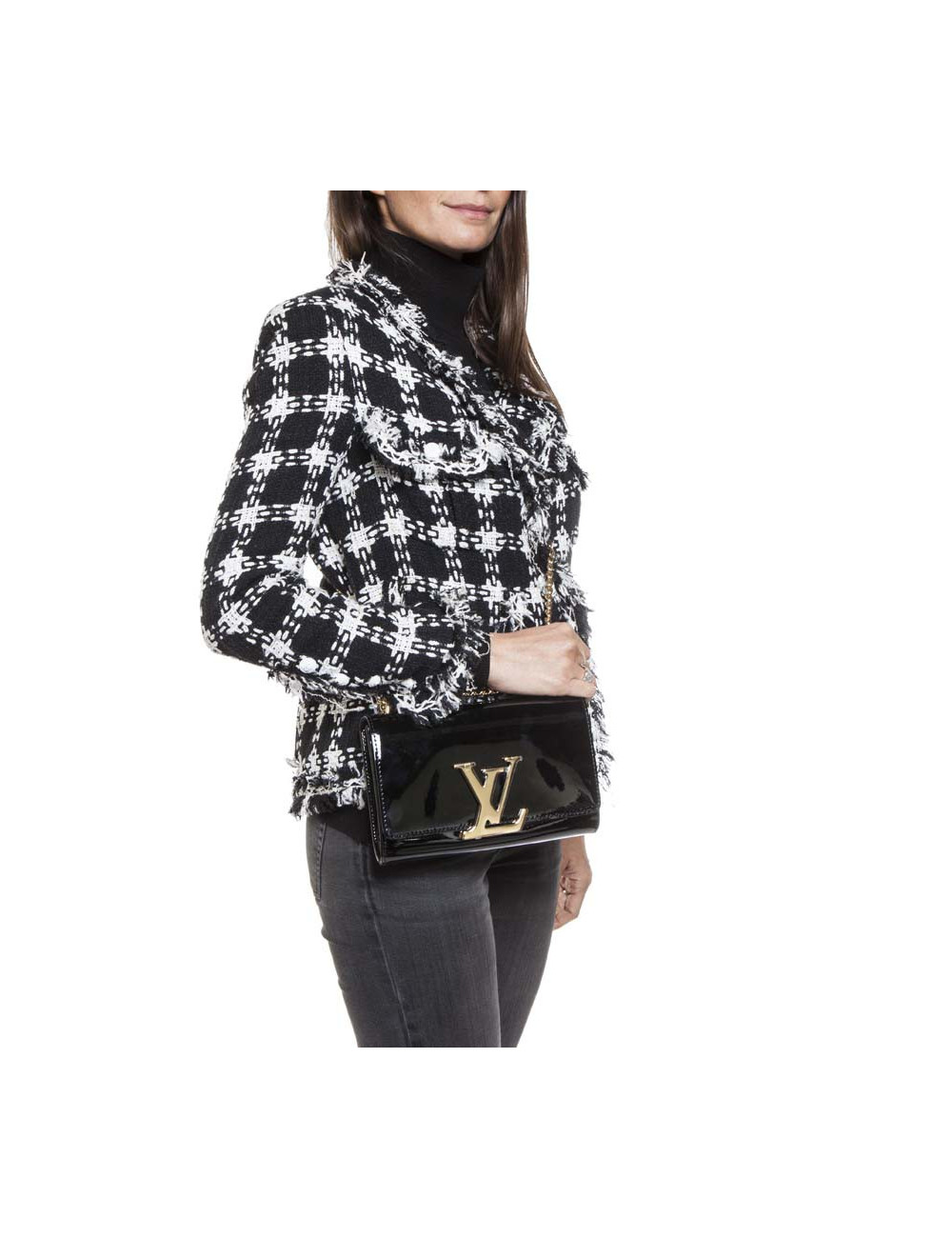 Sac Louise LOUIS VUITTON MM cuir verni noir