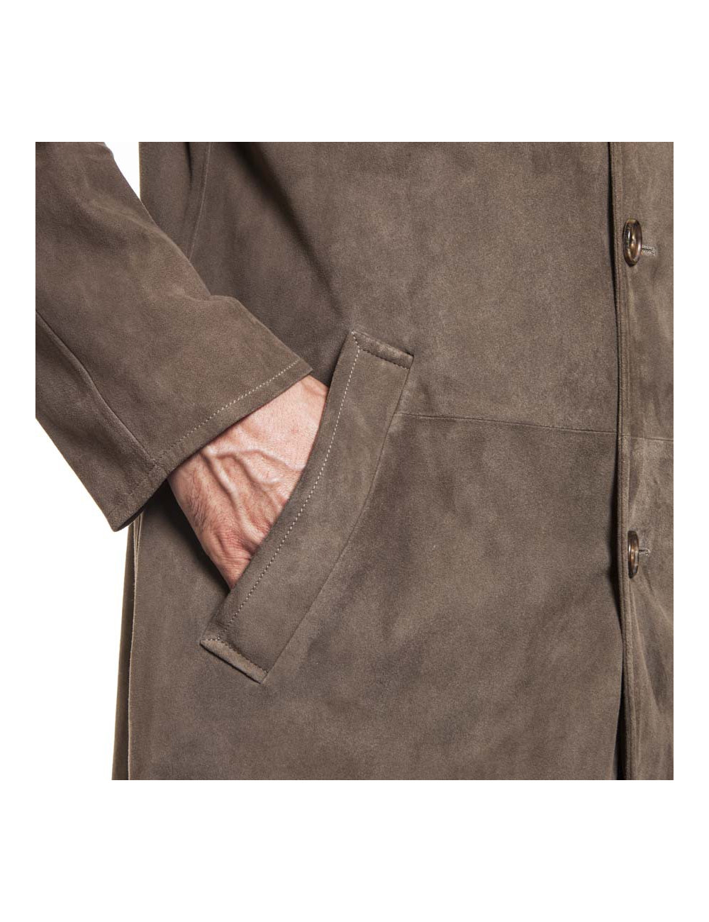 HERMES Trench Coat in Taupe Color Reindeer Size 46