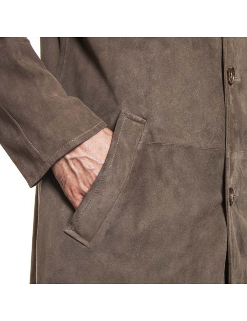 HERMES Trench Coat in Taupe Color Reindeer Size 46