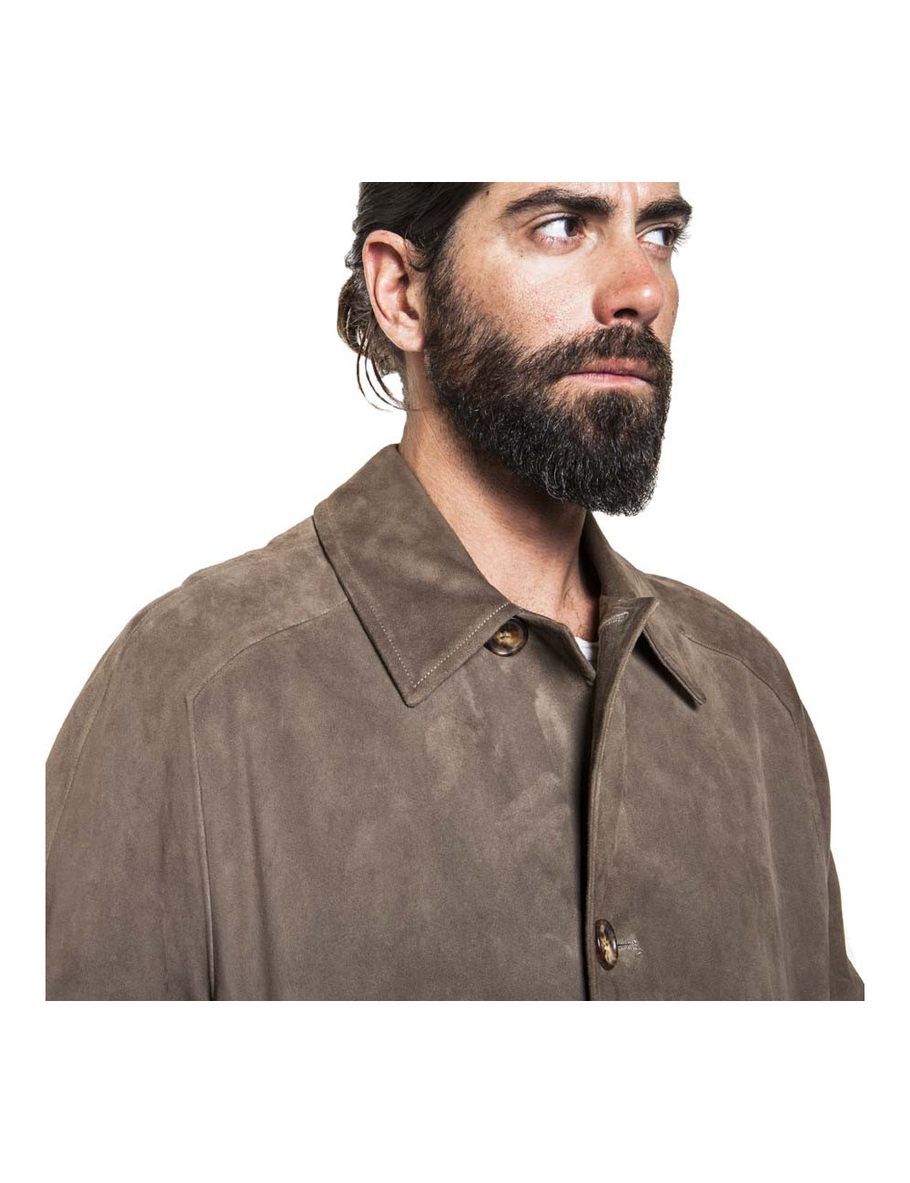 Manteau en cuir (renne) couleur taupe HERMES