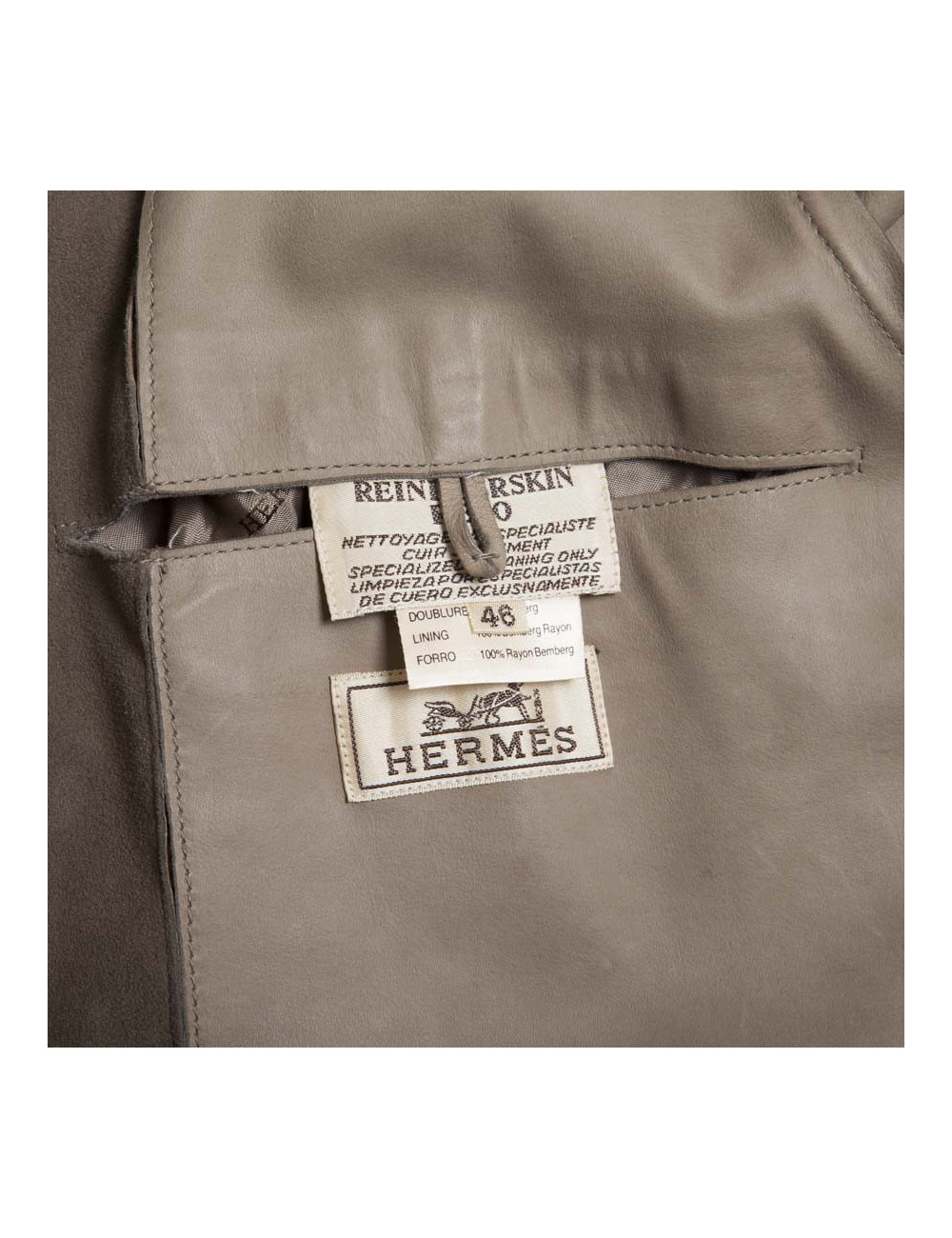 HERMES Trench Coat in Taupe Color Reindeer Size 46