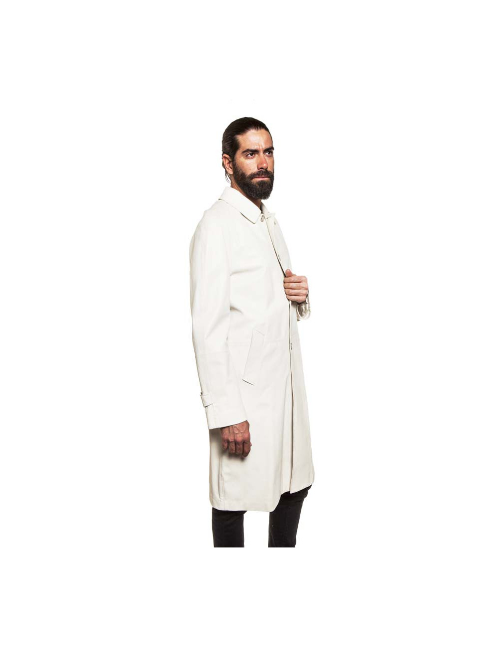 Imperméable GIANNI VERSACE en cuir blanc