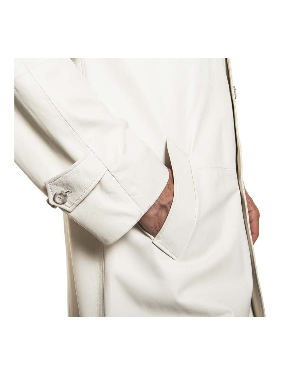 Trench coat GIANNI VERSACE t 48 en cuir d'agneau blanc cassé