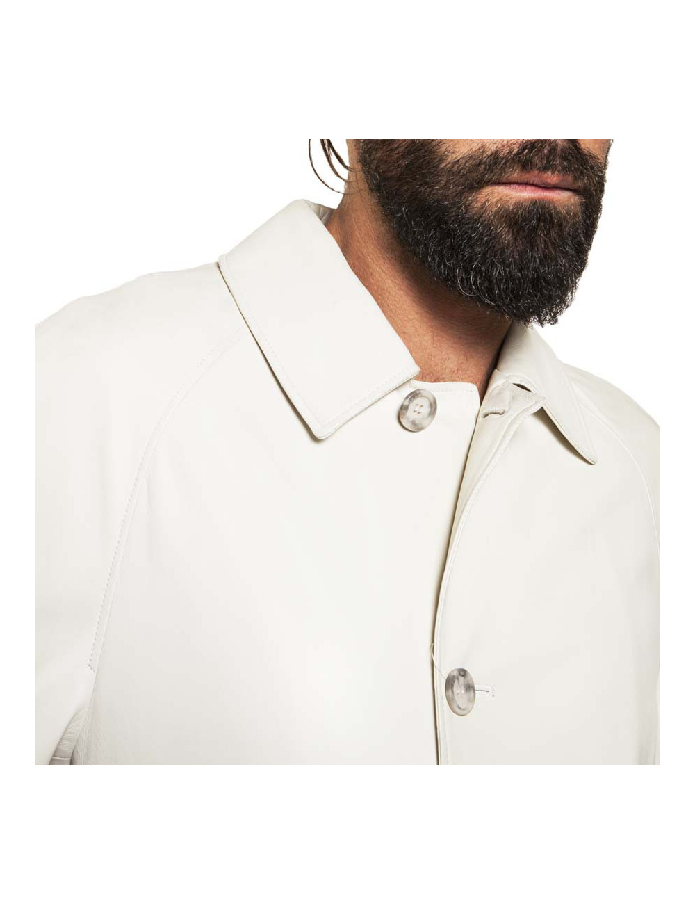 Trench coat GIANNI VERSACE t 48 in white lambskin broken
