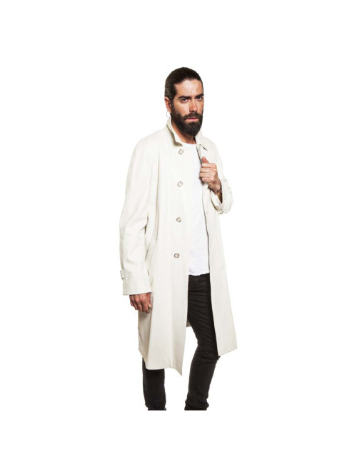 Trench coat GIANNI VERSACE t 48 in white lambskin broken