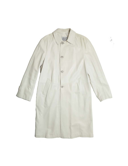 Trench coat GIANNI VERSACE t 48 en cuir d'agneau blanc cassé