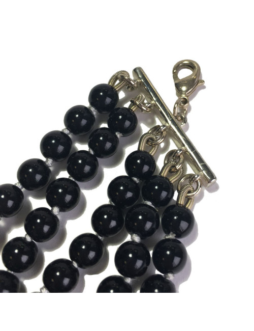 Collier 5 rangs CHANEL en perles nacrées beige, gris, anthracite et noir