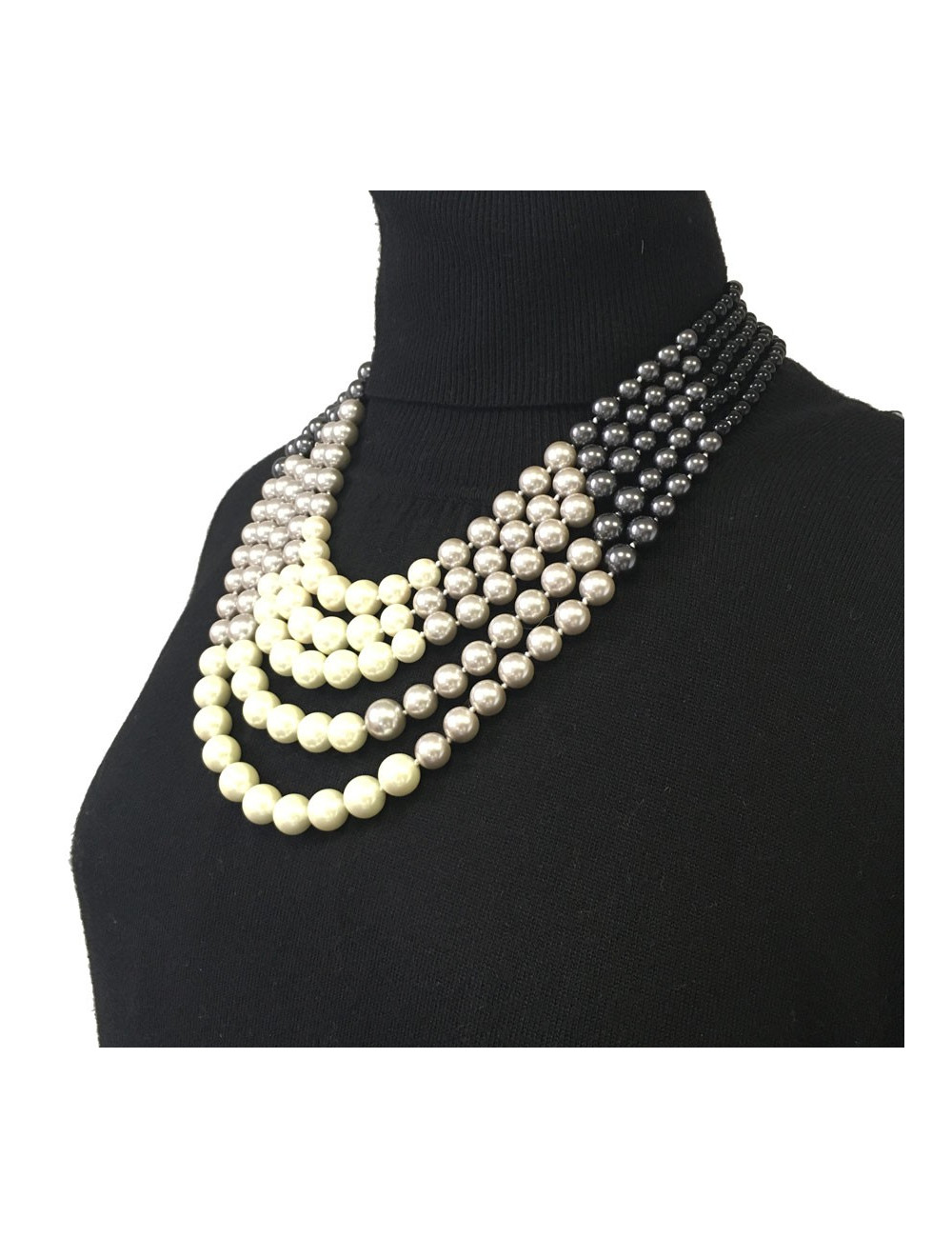 CHANEL 5 rows of pearls necklace