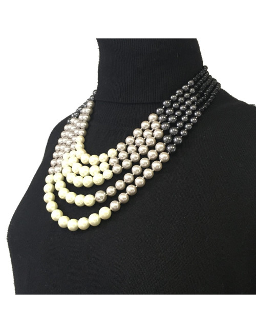 CHANEL 5 rows of pearls necklace