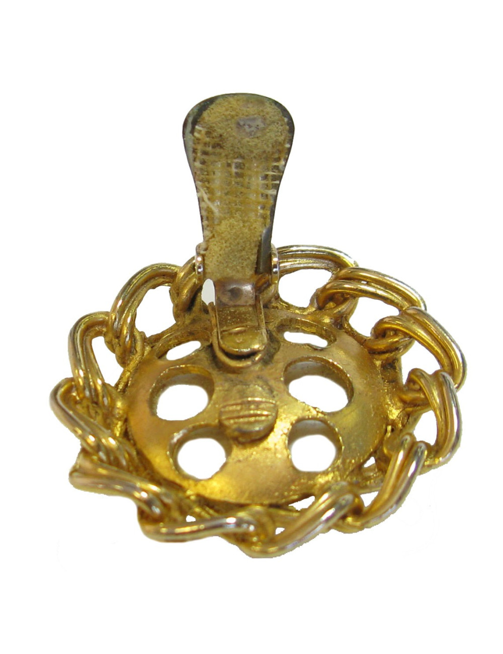 Boucles d'oreille clips perles nacrées et métal doré vintage