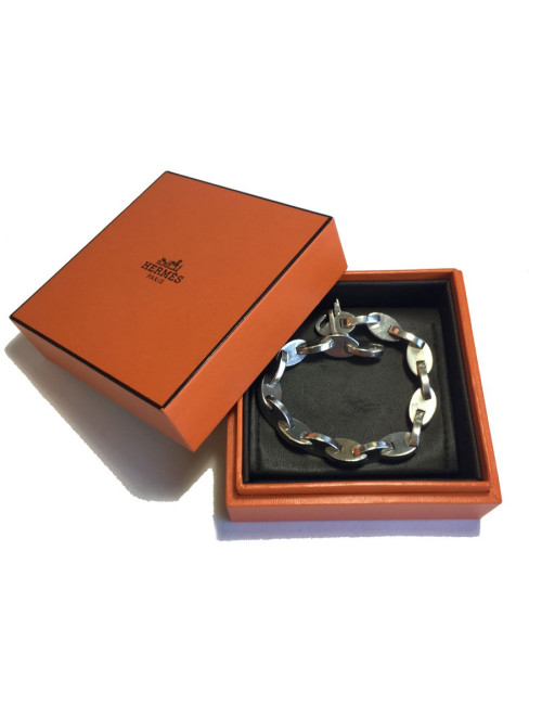 Bracelet HERMES "Grain de café" en argent massif