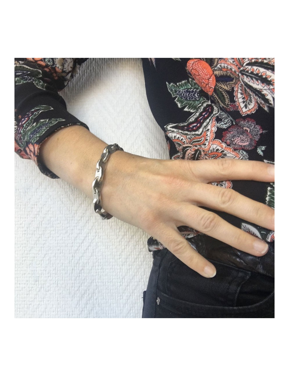 HERMES "Grain de café" chain bracelet in sterling silver