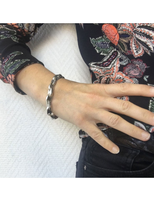 HERMES "Grain de café" chain bracelet in sterling silver