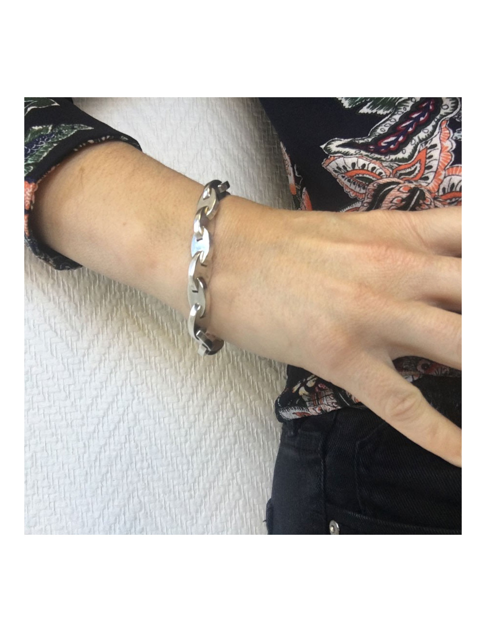 HERMES "Grain de café" chain bracelet in sterling silver