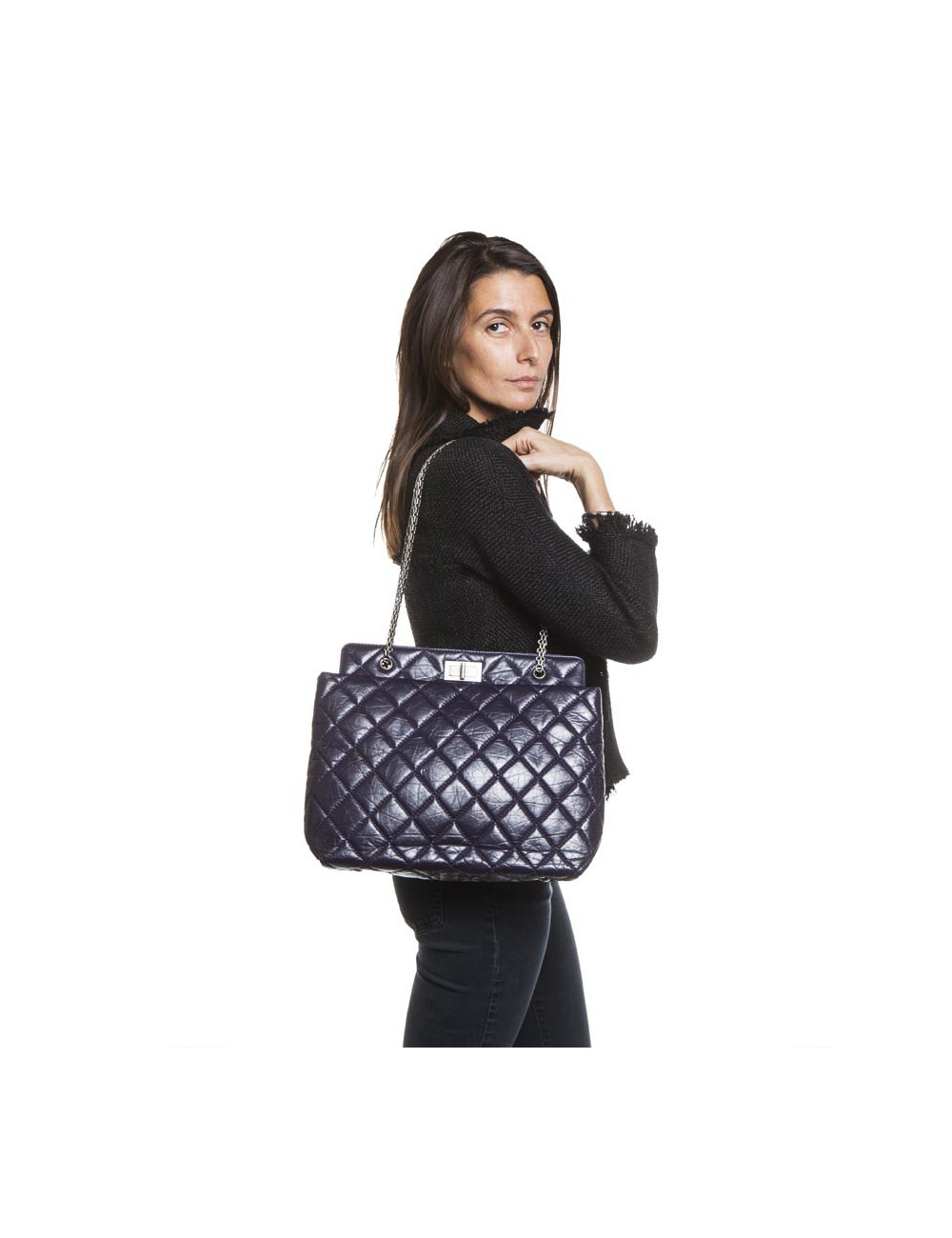 Sac CHANEL cuir matelassé violet