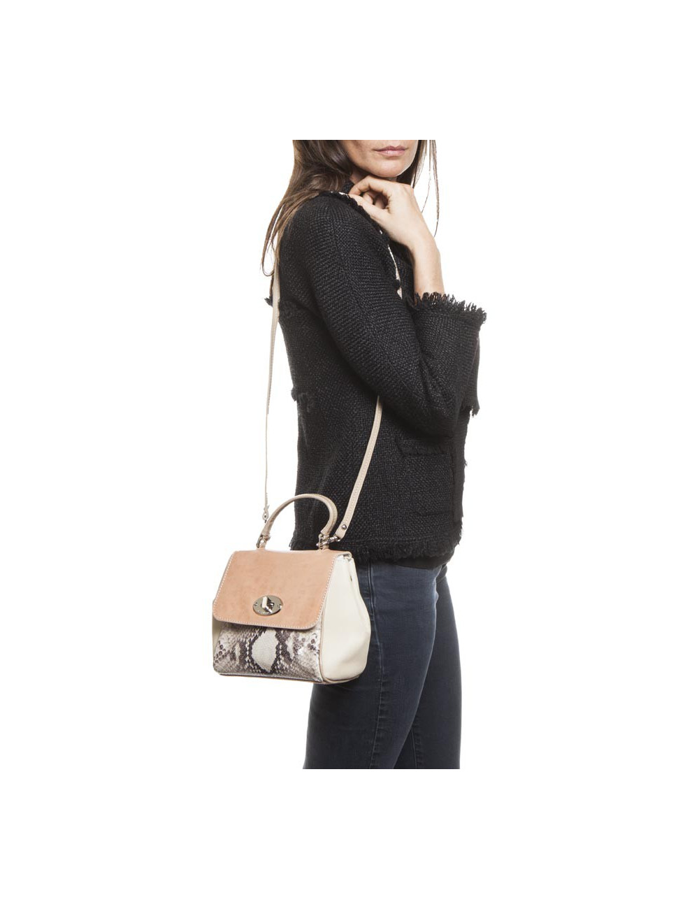 Petit sac JACKIE SMITH bi-matière cuir et python