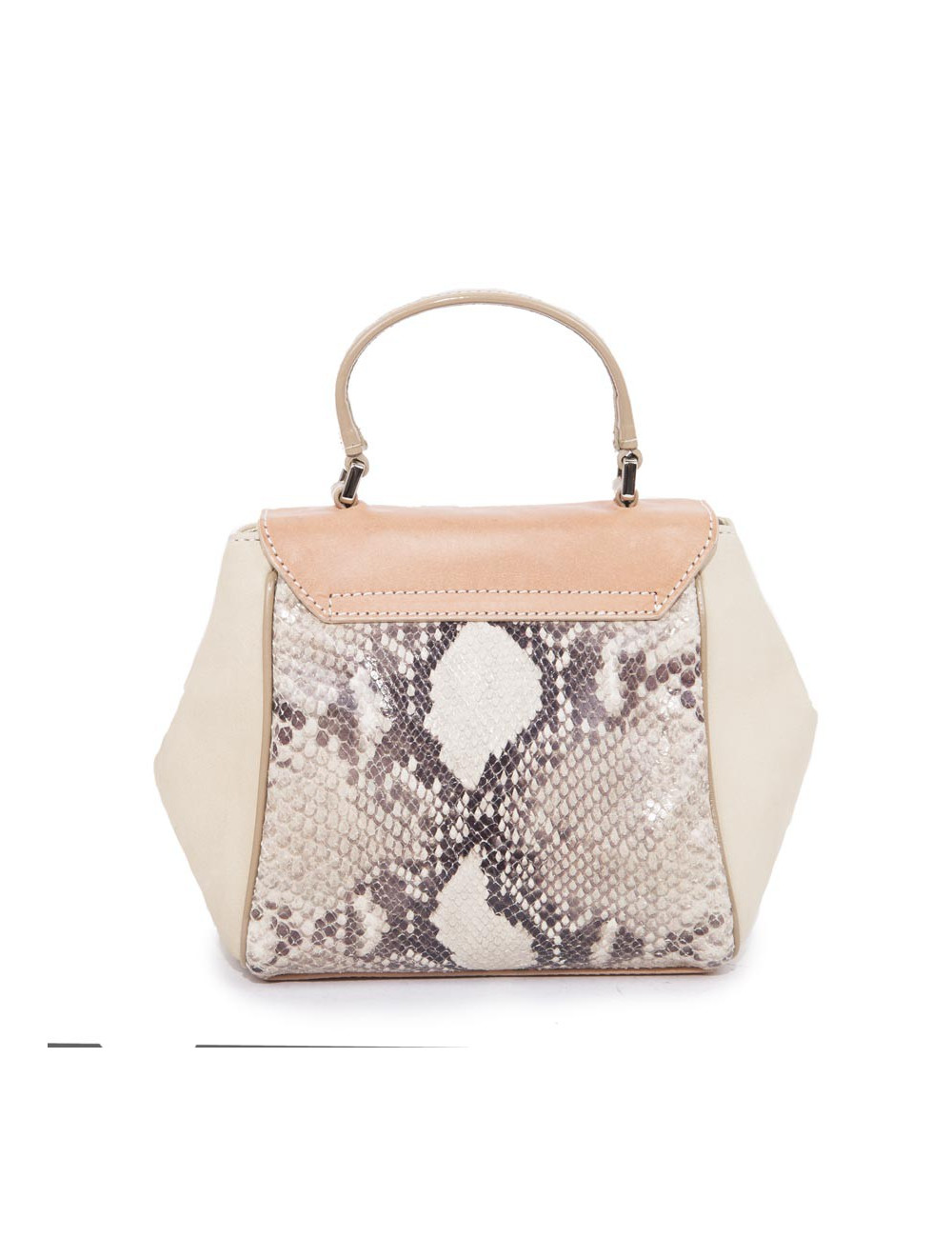  JACKIE SMITH bag in salmon-stained matte leather, beige suede and python leather