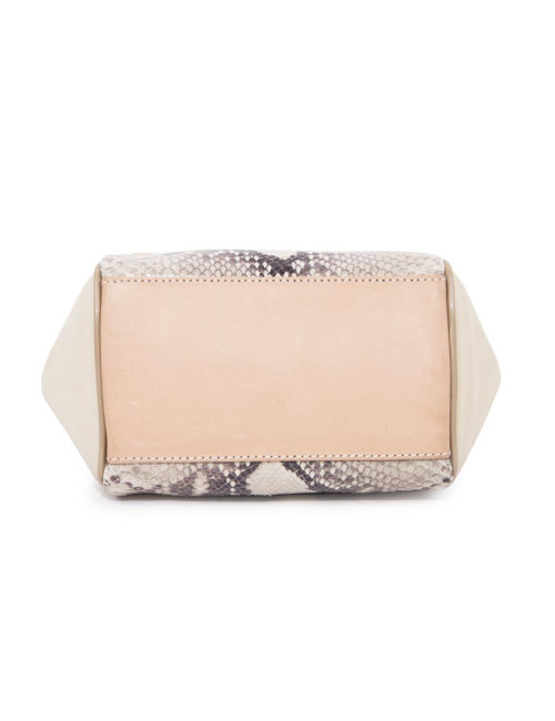  JACKIE SMITH bag in salmon-stained matte leather, beige suede and python leather