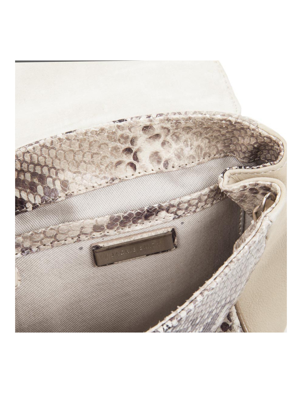  JACKIE SMITH bag in salmon-stained matte leather, beige suede and python leather