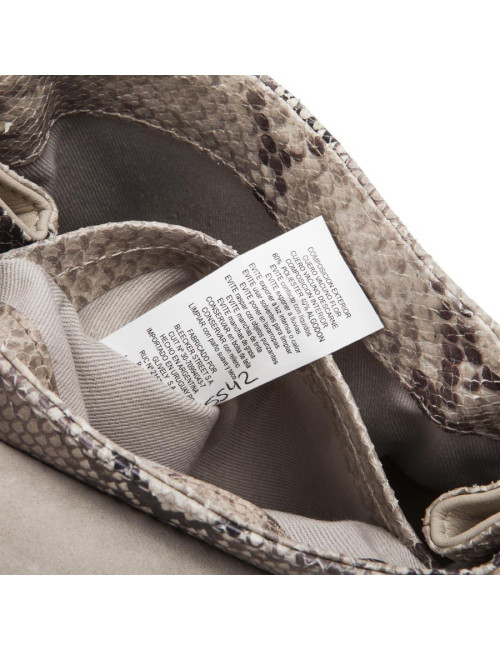  JACKIE SMITH bag in salmon-stained matte leather, beige suede and python leather