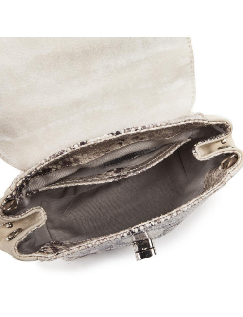  JACKIE SMITH bag in salmon-stained matte leather, beige suede and python leather