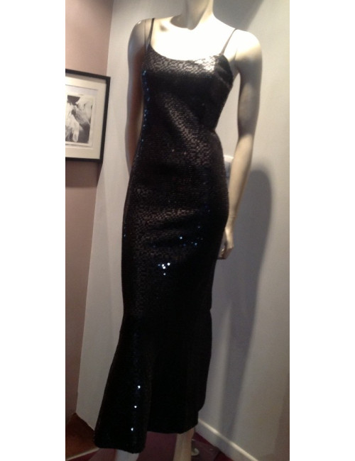 Robe cocktail CHANEL brodée de sequins noirs 