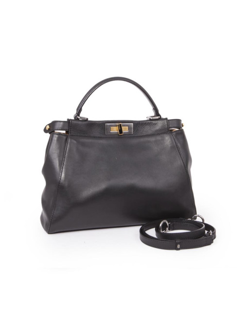 Black smooth leather FENDI Peekaboo bag