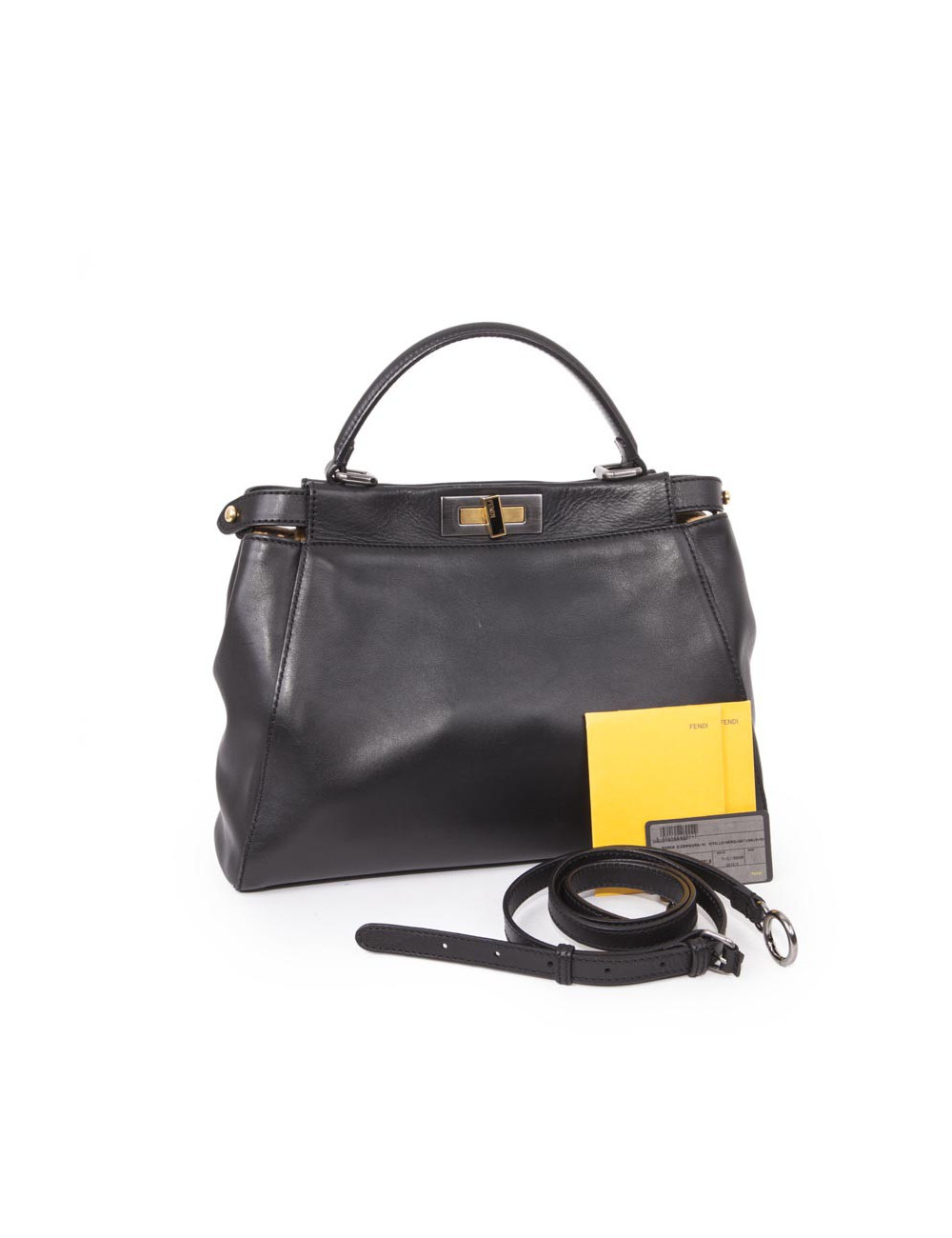 Sac Peekaboo FENDI en cuir lisse noir 