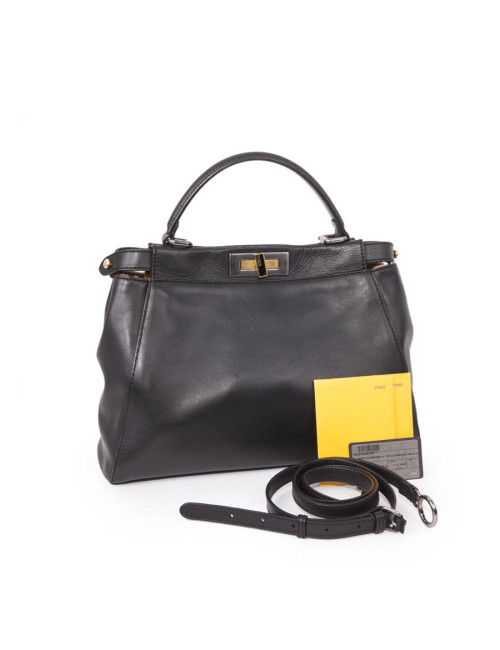 Black smooth leather FENDI Peekaboo bag