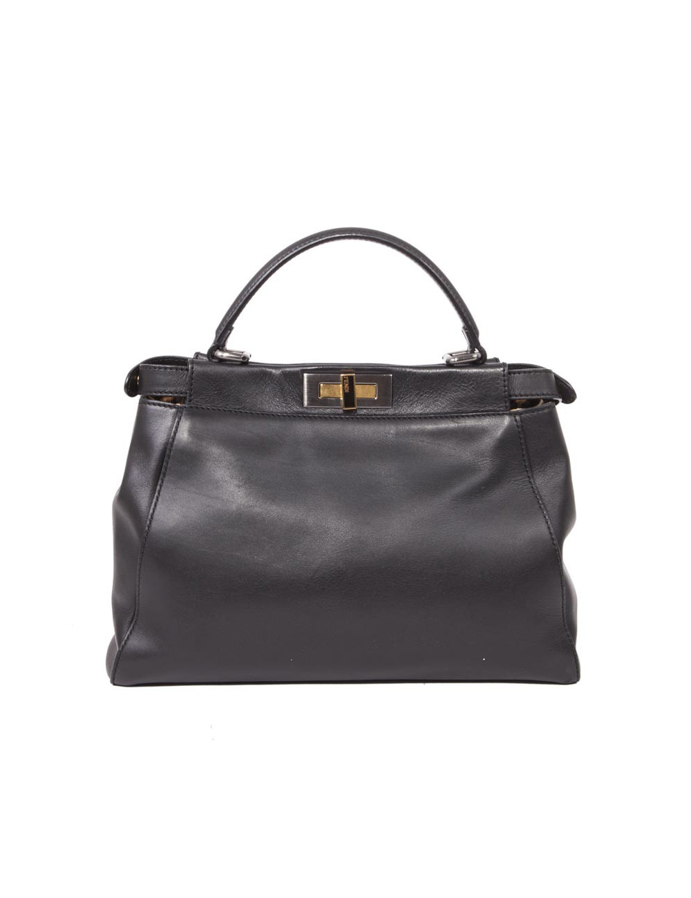 Sac Peekaboo FENDI en cuir lisse noir 