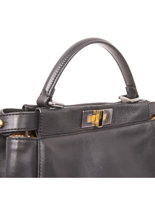 Black smooth leather FENDI Peekaboo bag