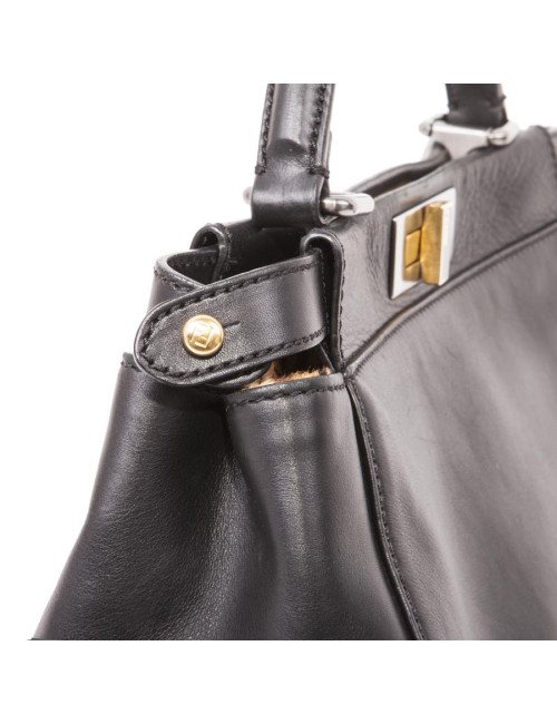 Black smooth leather FENDI Peekaboo bag