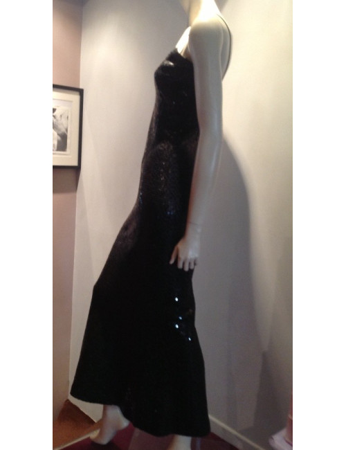 Robe cocktail CHANEL brodée de sequins noirs 