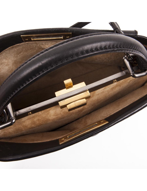 Sac Peekaboo FENDI en cuir lisse noir 