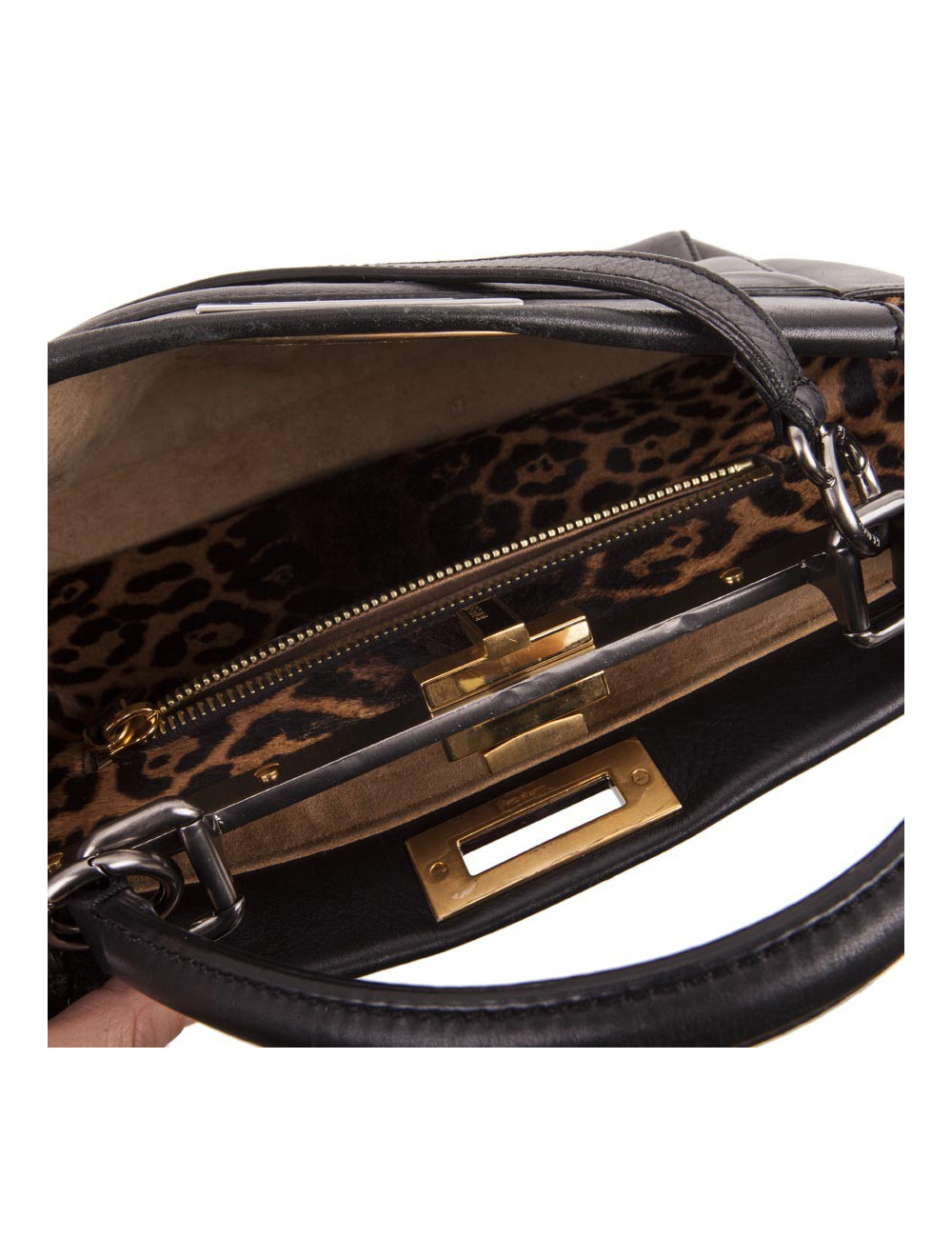 Black smooth leather FENDI Peekaboo bag