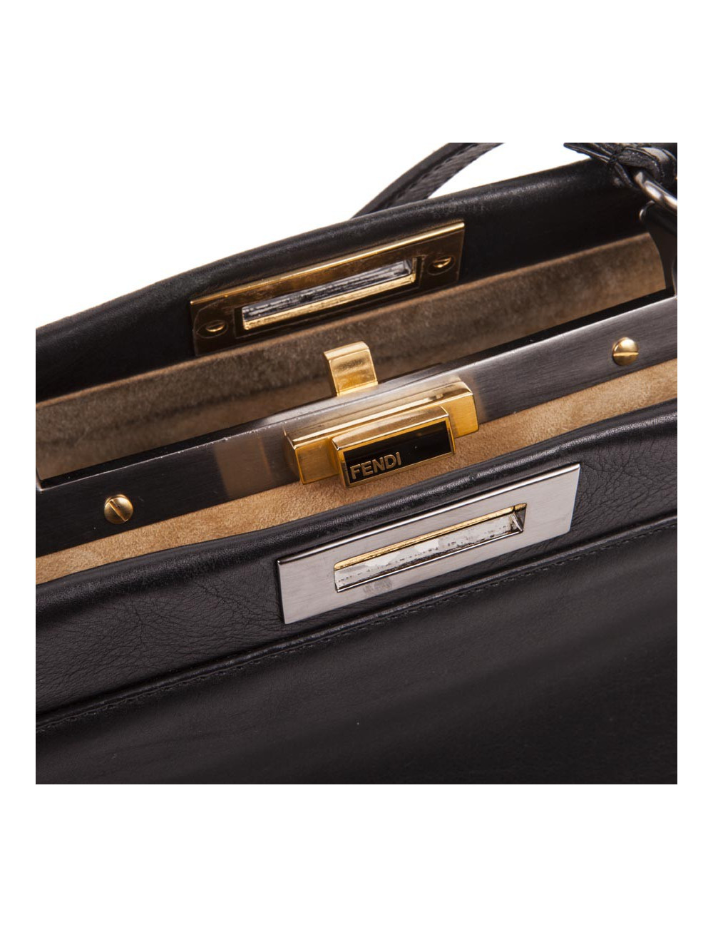 Black smooth leather FENDI Peekaboo bag