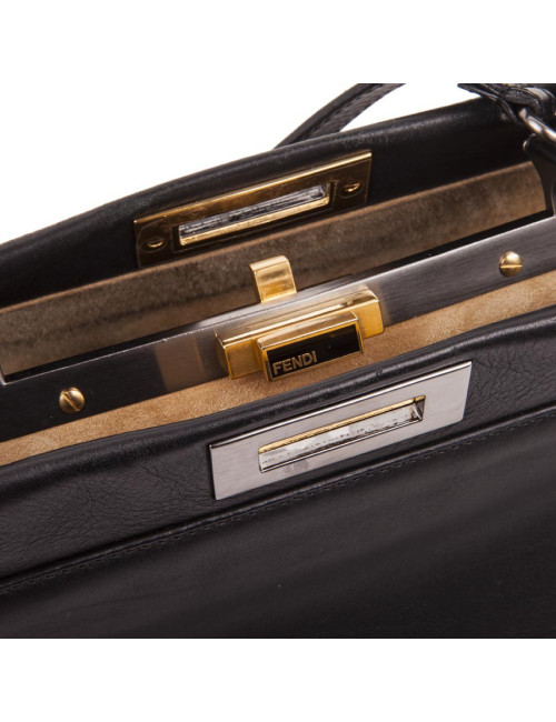 Sac Peekaboo FENDI en cuir lisse noir 