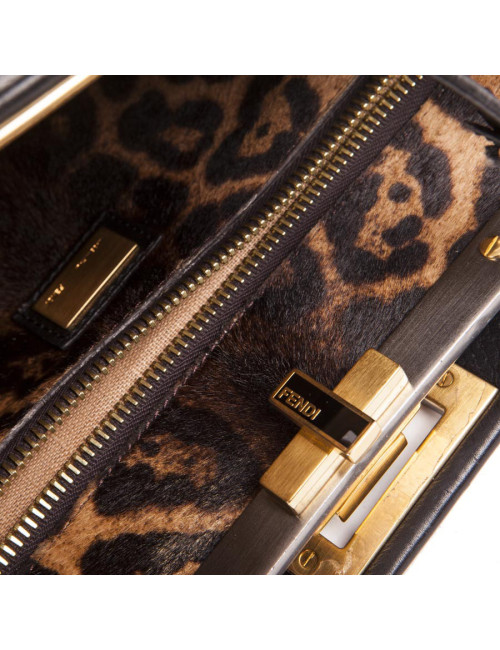 Sac Peekaboo FENDI en cuir lisse noir 