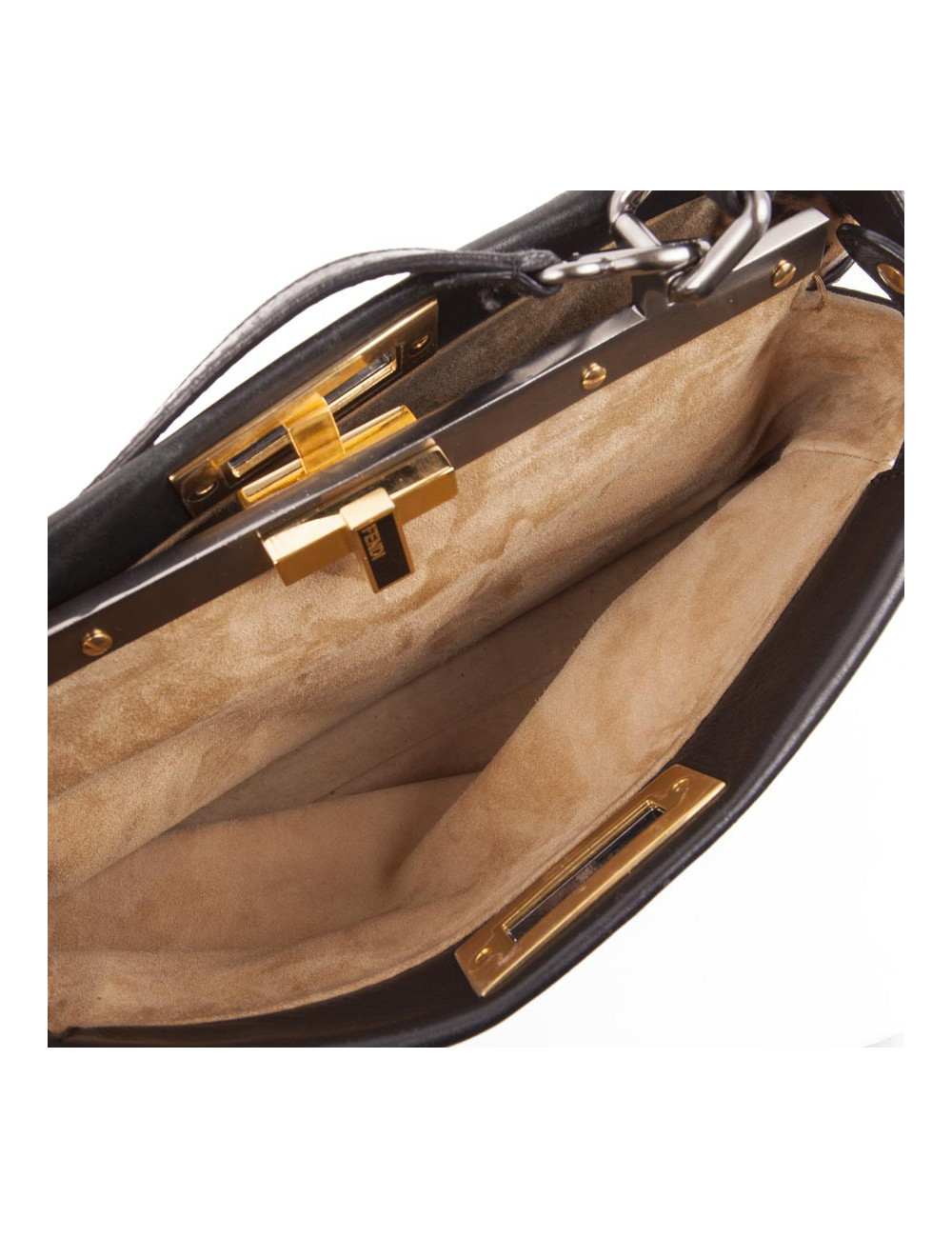 Sac Peekaboo FENDI en cuir lisse noir 