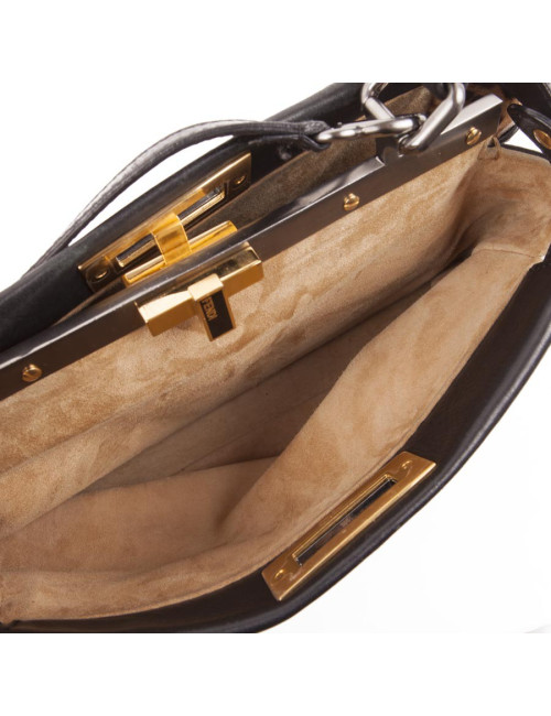 Sac Peekaboo FENDI en cuir lisse noir 