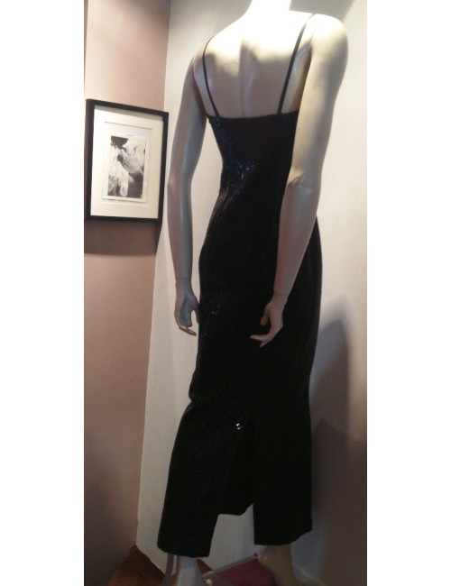 Robe cocktail CHANEL brodée de sequins noirs 