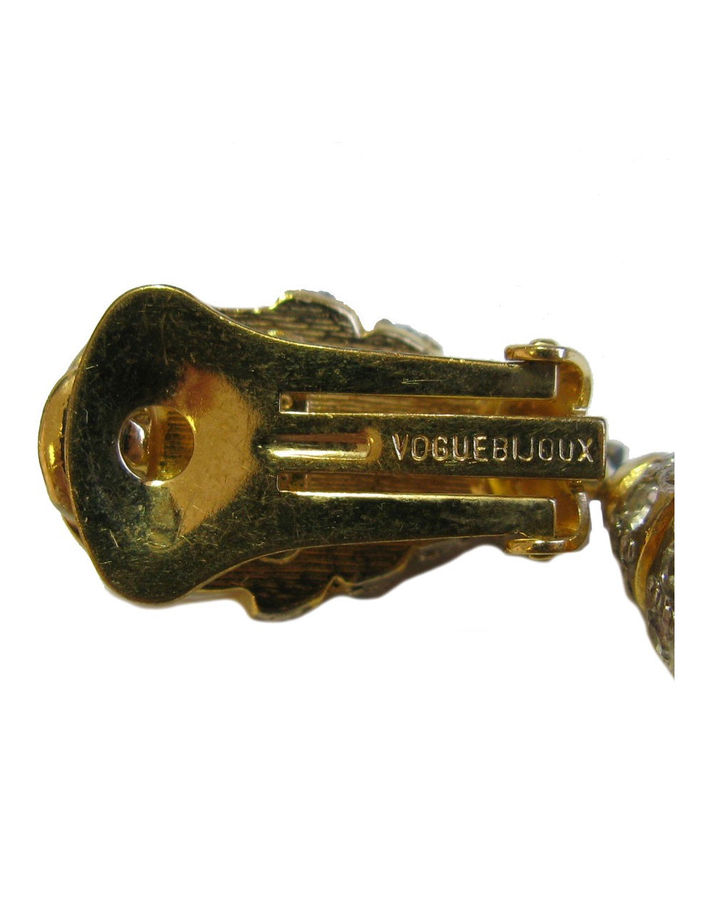 Boucles d'oreille clips VOGUE BIJOUX en métal doré, strass et perles nacrées