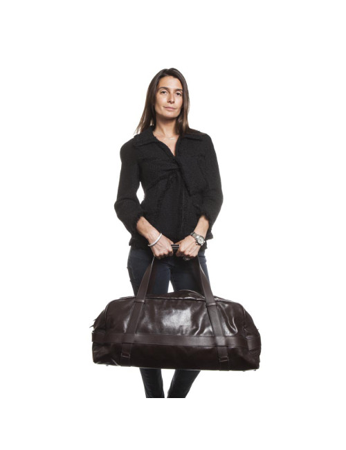 Sac Weekend HERMES cuir et amazonia marron