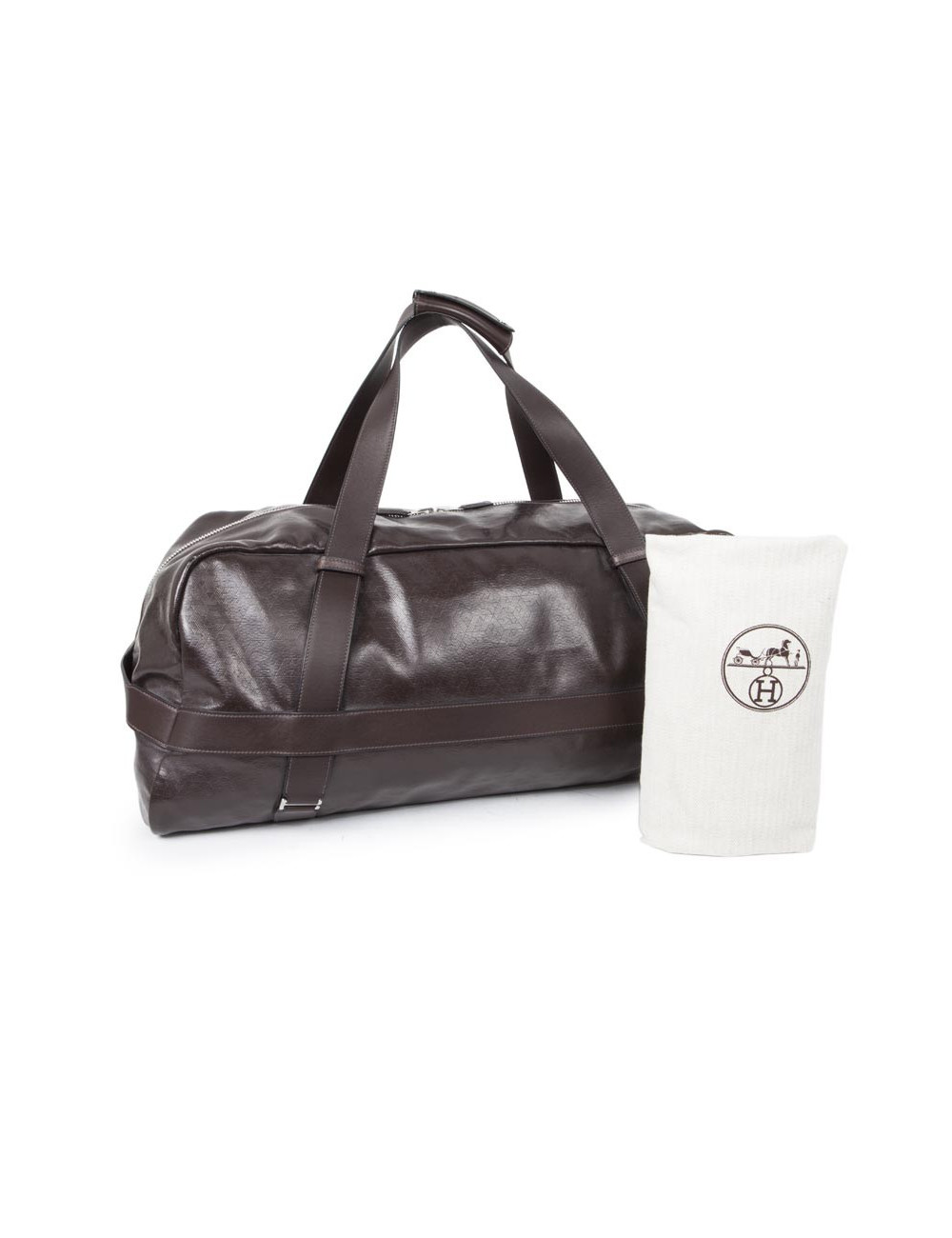 Sac Weekend HERMES cuir et amazonia marron