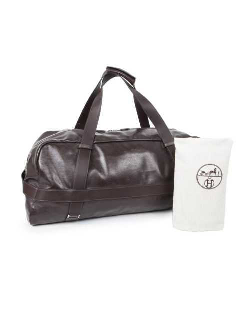 Sac Weekend HERMES cuir et amazonia marron