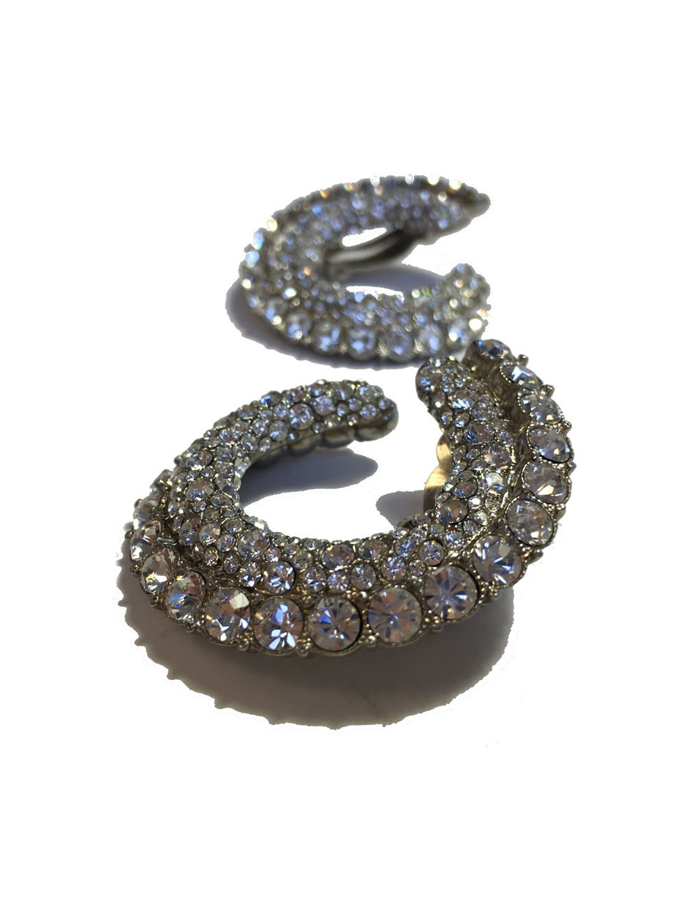 Boucles d'oreille clips sans marque en métal argenté et strass