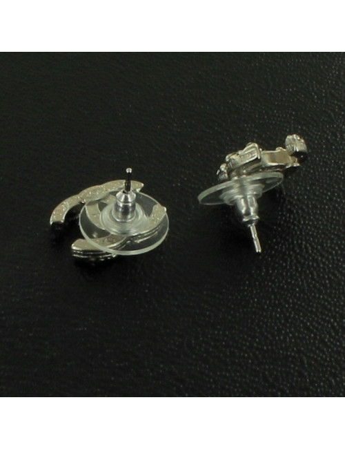 CC CHANEL rhinestones and silver plated ear studs